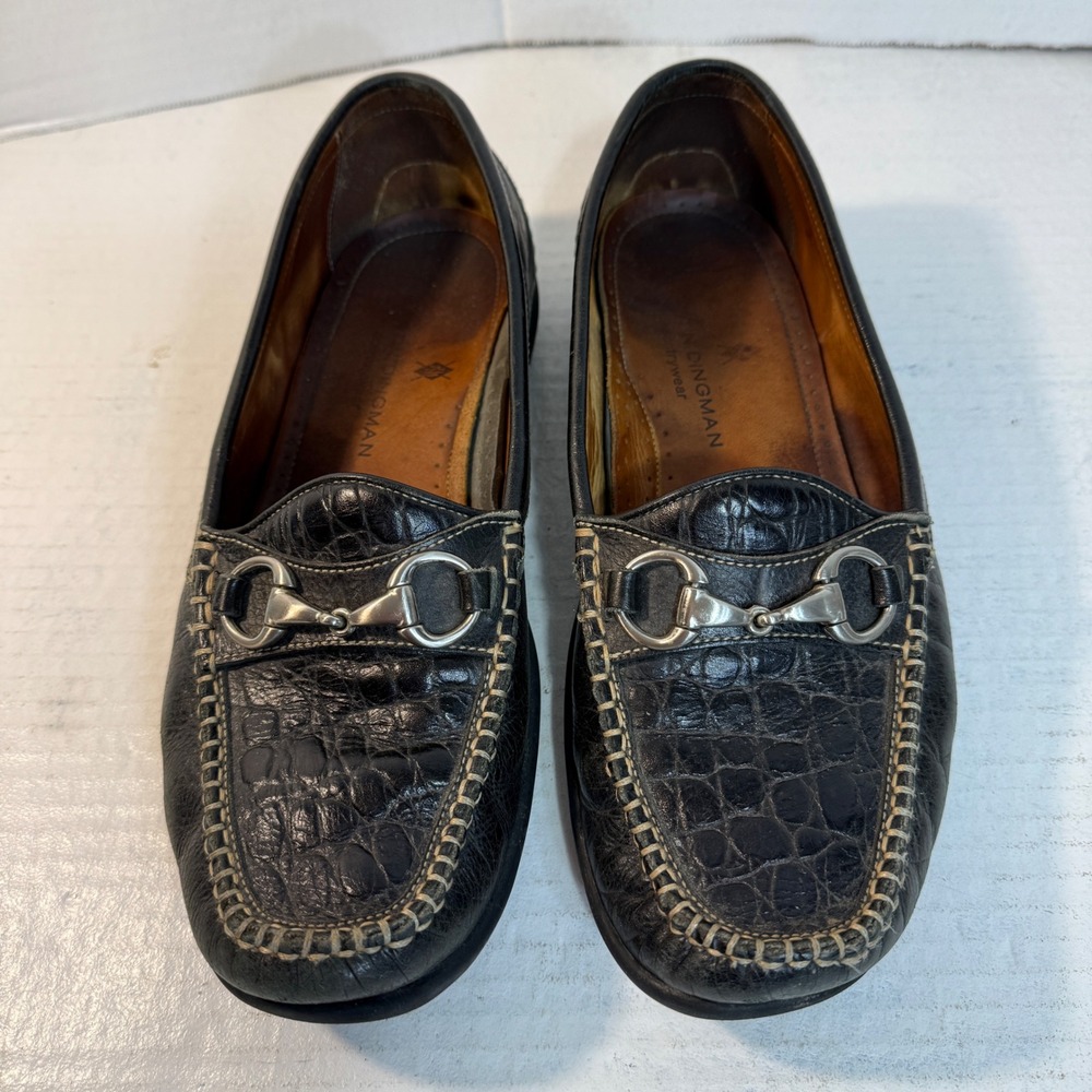 Martin Dingman mens 10 Loafers Countrywear Alligator Leather Horse Bit Saddle‎